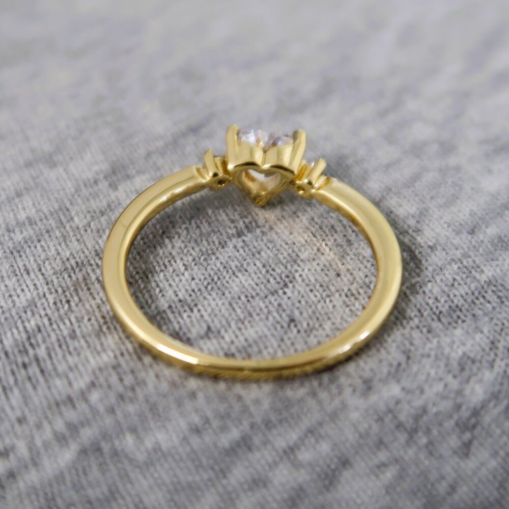 Forever Loved Gold-Tone Heart White Stone Bling Ring a Token of Devotion - Picture 5 of 7